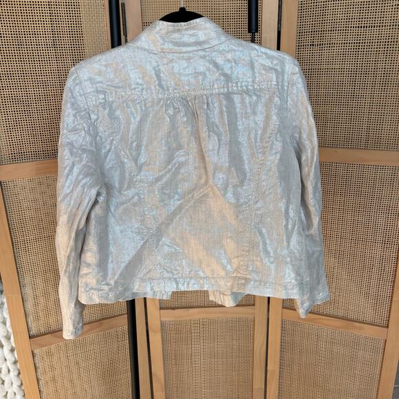 Elliott Lauren silver metallic linen jacket with dramatic buttons vintage size 8 - Picture 6 of 6